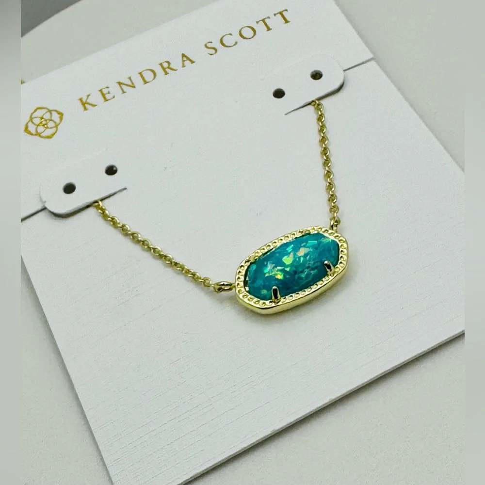 Kendra Scott Turquoise Kyocera Opal Elisa Necklace NEW - Picture 3 of 4